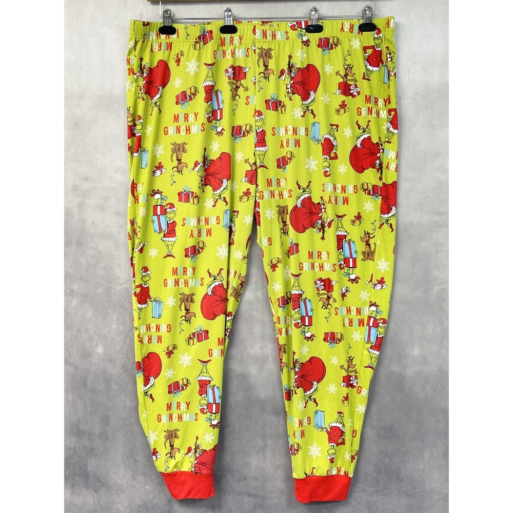 Dr Seuss The Grinch Pajama Pants Mens 3X Stretch Holiday Christmas Joggers Cozy